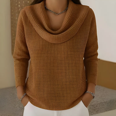 Manon™ – Pull Chaud en Maille Gaufrée à Col Bénitier Élégant