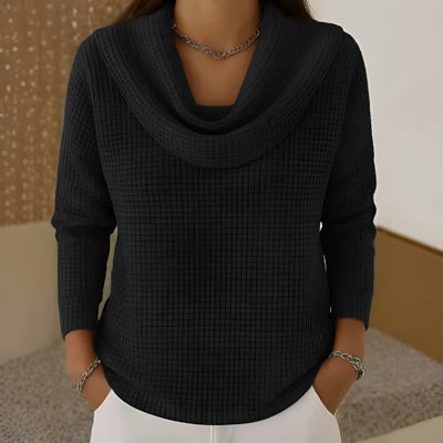Manon™ – Pull Chaud en Maille Gaufrée à Col Bénitier Élégant